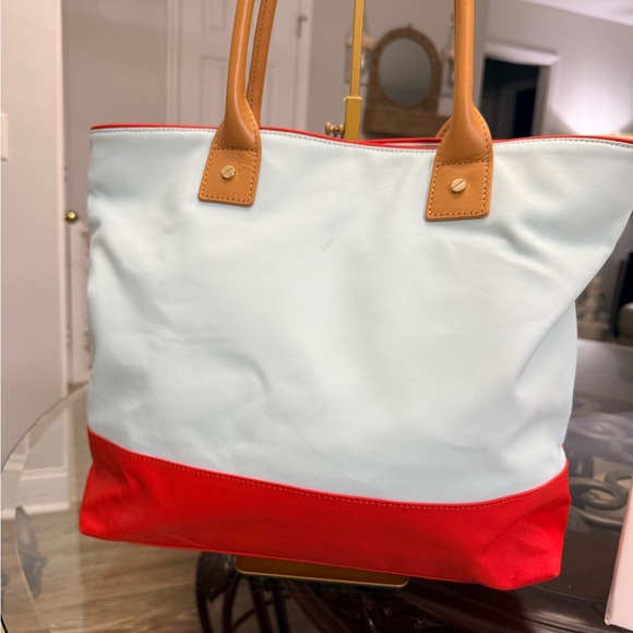Tory Burch light blue and red Tote Bag - Picture 4 of 10